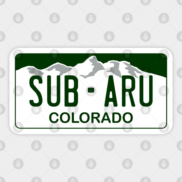 Subaru - Colorado License Plate Sticker by Explore The Adventure